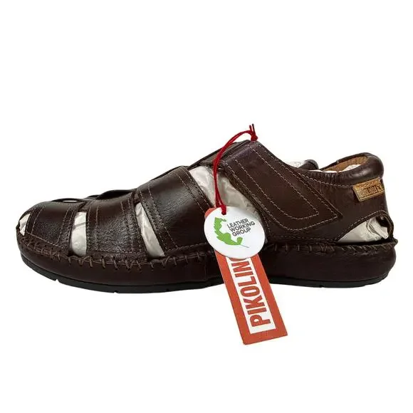 Pikolinos Tarifa Sandal Mens 8 EU 41 Dark Brown Olmo Leather Fisherman Style